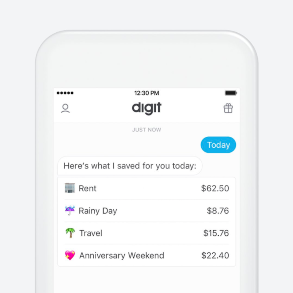 <p>Eine App, die sicher vielen Millenials helfen würde. Digit sagt seinen Nutzern, wie sie Geld sparen können. Der Dienst bekommt Zugriff auf die Bankdaten des Users und transferiert per Algorithmus Beträge auf ein Sparkonto. (Bild: twitter.com/hellodigit) </p>