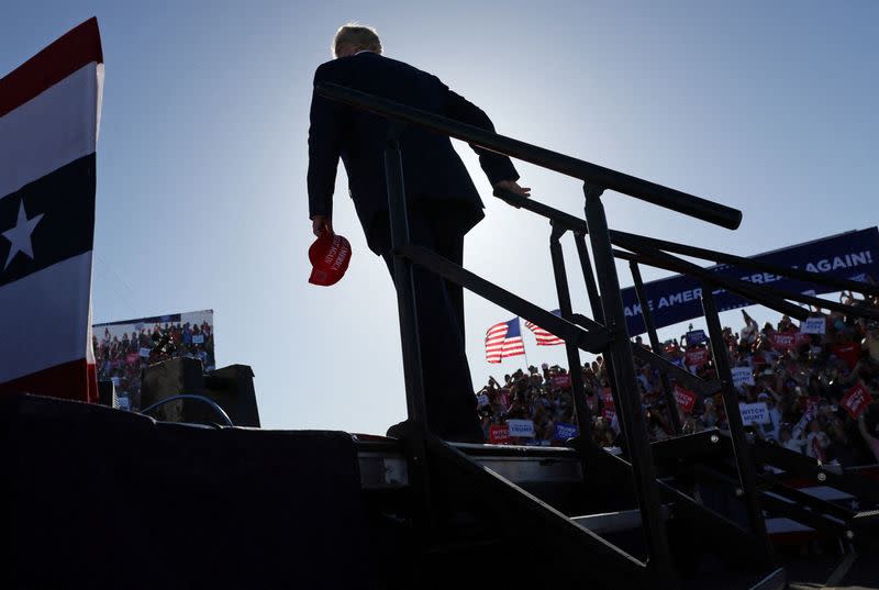 FILE PHOTO: Former U.S. President Trump holds a campaign rally in Waco, Texas