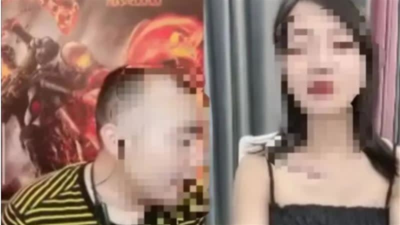 女直播主與男直播主玩真心話大冒險，似乎玩得忘我，竟毫不猶豫地脫掉上衣。（圖／翻攝自HY八卦大事件）