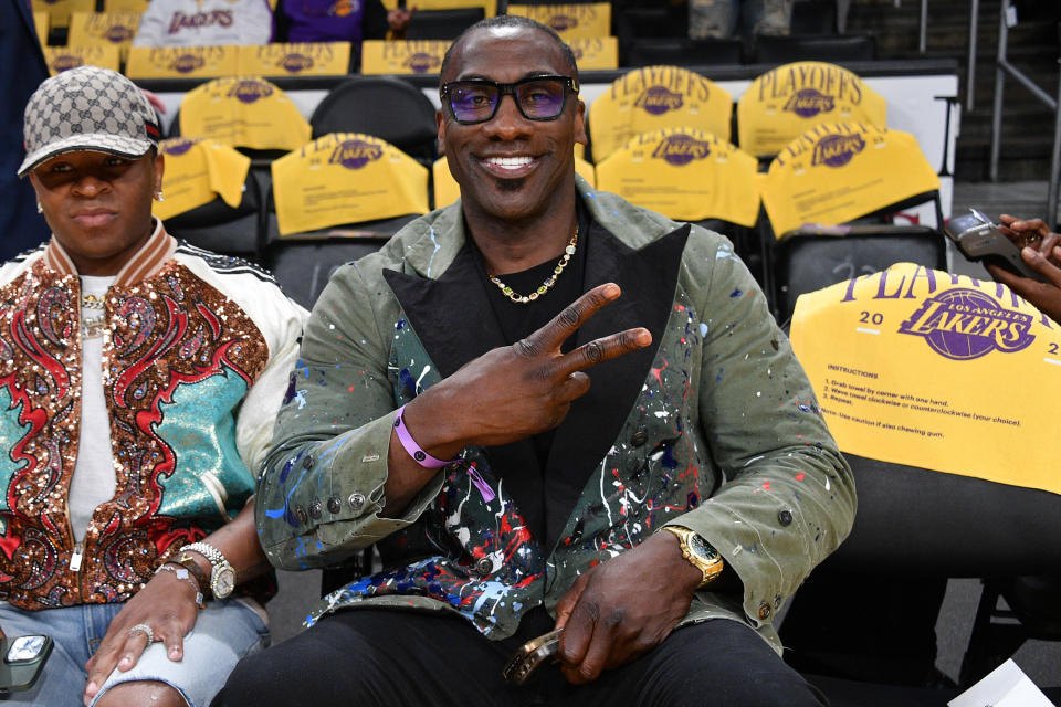 LOS ANGELES, CALIFORNIA - APRIL 24: Shannon Sharpe attends a basketball game between the Los Angeles Lakers and the Memphis Grizzlies at Crypto.com Arena on April 24, 2023 in Los Angeles, California. (Photo by Allen Berezovsky/Getty Images)