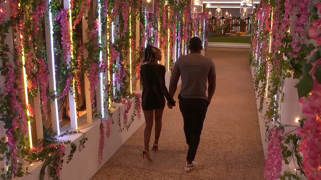 Dami and Indiyah in the Love Island villa. (Photo: ITV)