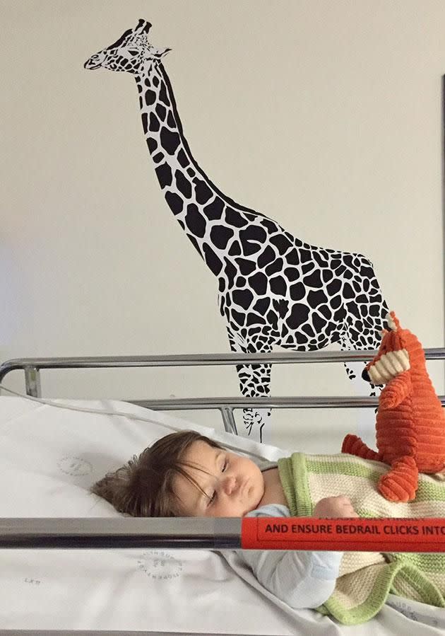 Small baby, big hospital bed on one of Koko's many stays in the ER. Source: Holly Karten/Supplied