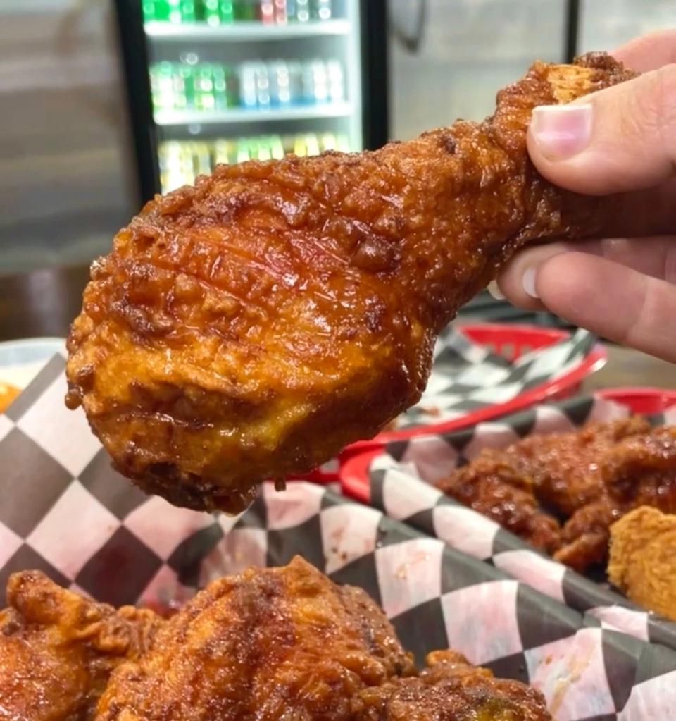 A soy garlic drumstick at Good Chicken.