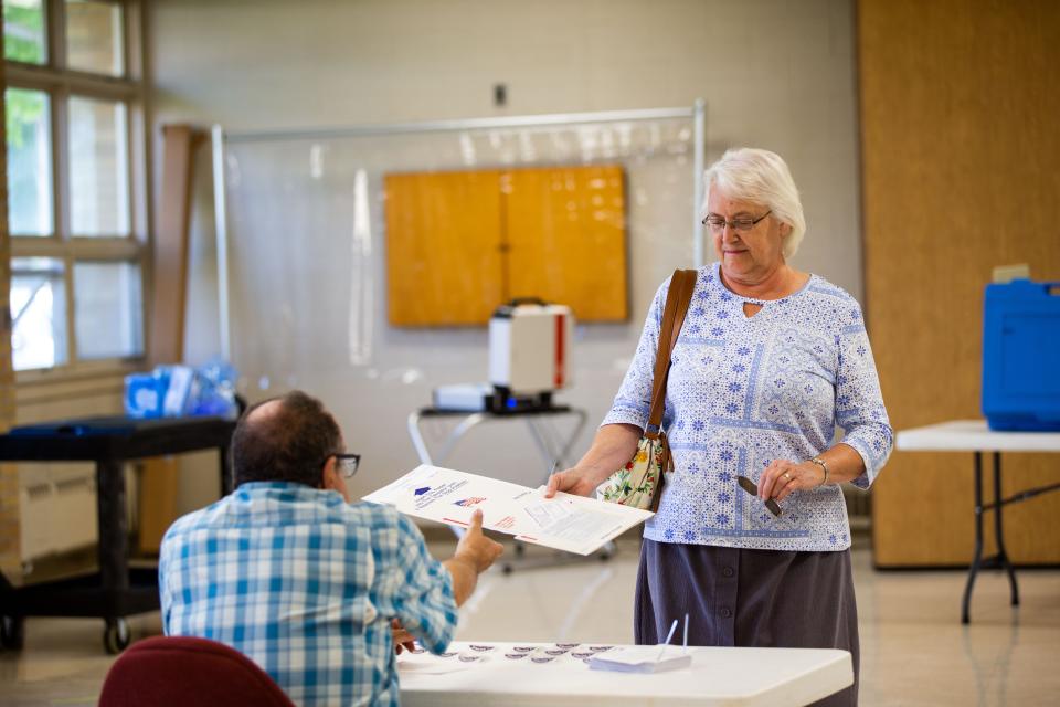 Holland Charter Township residents vote in the primary election Tuesday, Aug. 2, 2022, at Rose Park Reformed Church in Holland. 