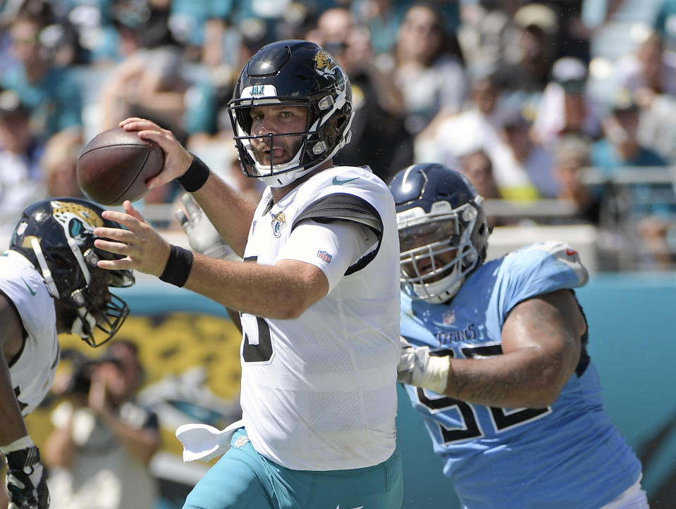 Jacksonville Jaguars quarterback Blake Bortles has a chance to be a fantasy asset in Week 5 against a generous Kansas City Chiefs defense. (AP Photo/Phelan M. Ebenhack)