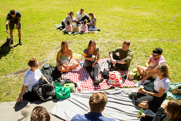 People are seen during a picnic in Centennial Park  in Sydney, Australia. 