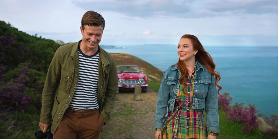 Irish Wish, (L to R) Ed Speleers as James Thomas and Lindsay Lohan as Maddie Kelly. Cr. Netflix © 2024