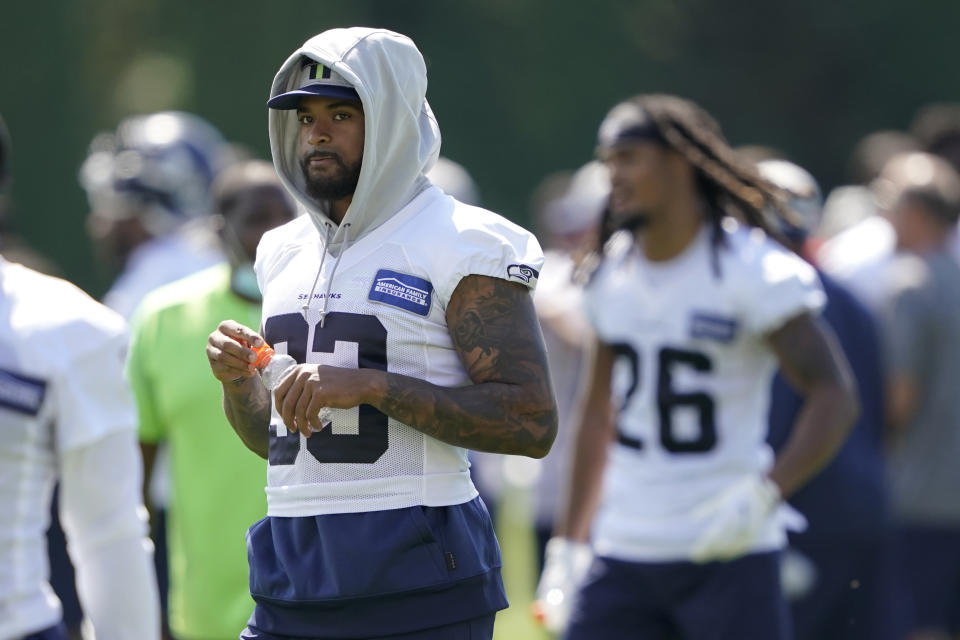 Seattle Seahawks strong safety Jamal Adams walks off the field after NFL football practice Wednesday, July 28, 2021, in Renton, Wash. (AP Photo/Ted S. Warren)