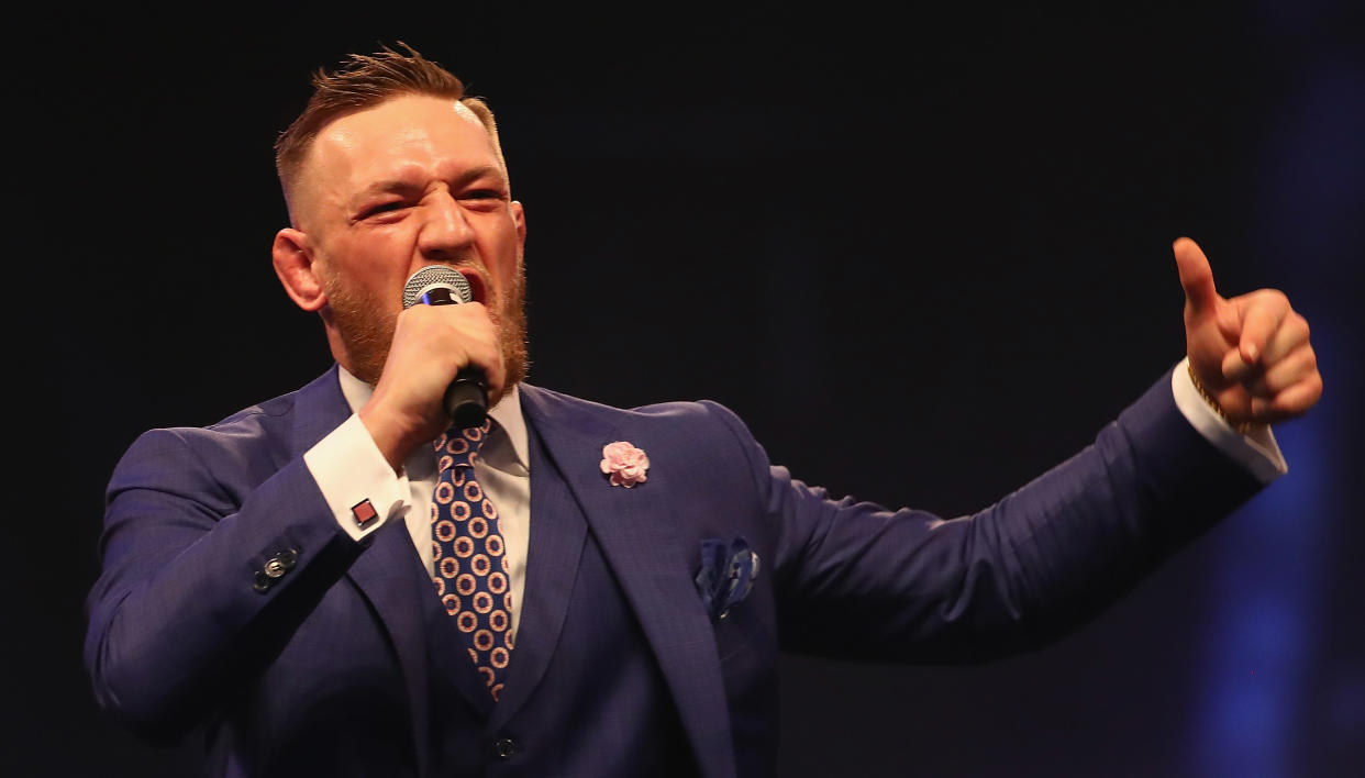 UFC lightweight champion Conor McGregor has gotten into a beef with sparring partner Paulie Malignaggi about images that were released of their sessions. (Getty Images)