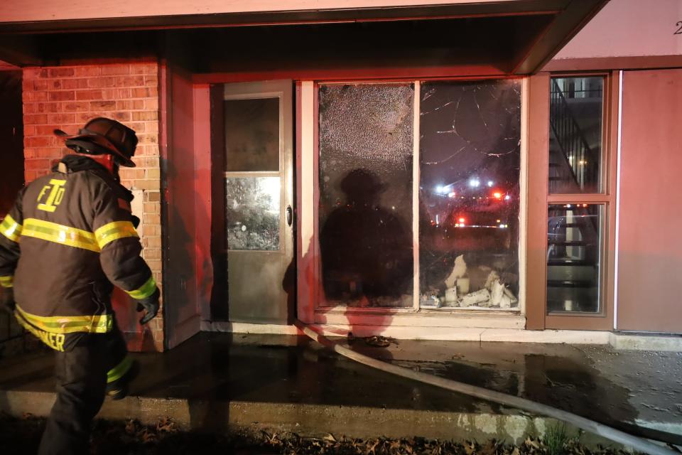 Indianapolis Fire Department crew extinguishes a fire late Jan. 9, 2023 at the Briergate Apartments, 2847 Elwin Drive. Five people, including four children between ages 1-14, were critically injured in the blaze.