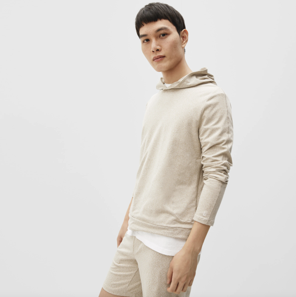 The ReNew Air Hoodie in Heathered Putty (Photo via Everlane)