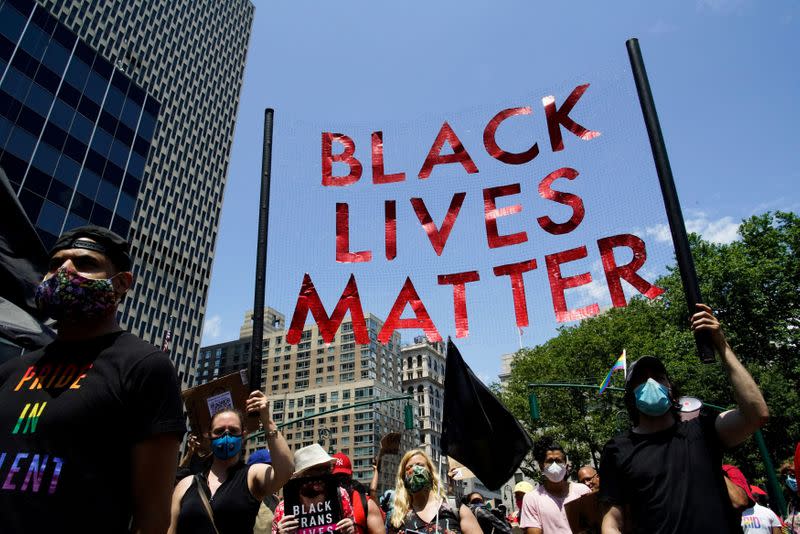 FILE PHOTO: Joint LGBTQ and Black Lives Matter march in New York City