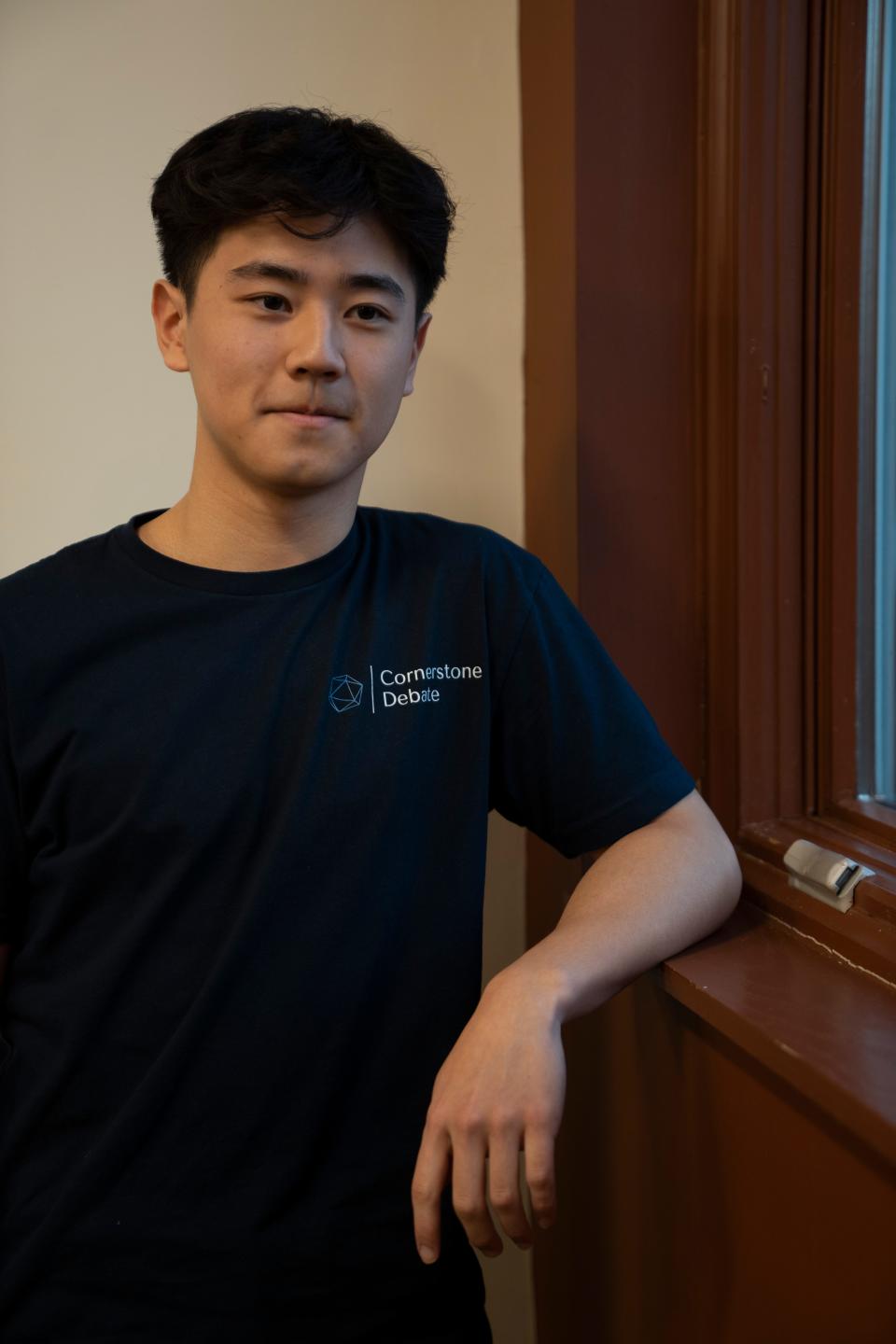 Dec 13, 2023; Closter, NJ, United States; Bergen County Academies student Andrew Chun is the founder and executive director of Cornerstone Debate, a nonprofit that provides instruction and materials about debating to middle school and high school students. Chun at Closter Public Library.