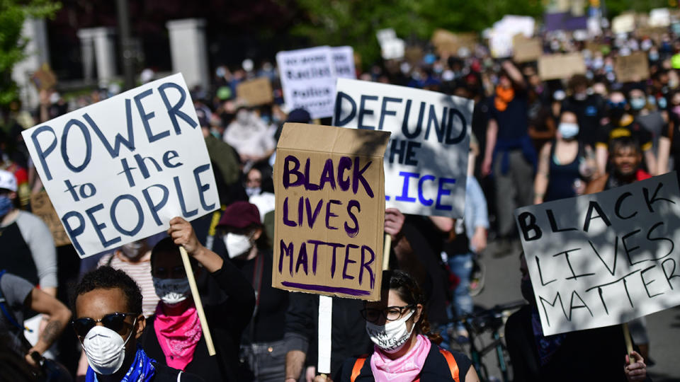 Protesters, pictured here marching through Philadelphia in response to George Floyd's death.