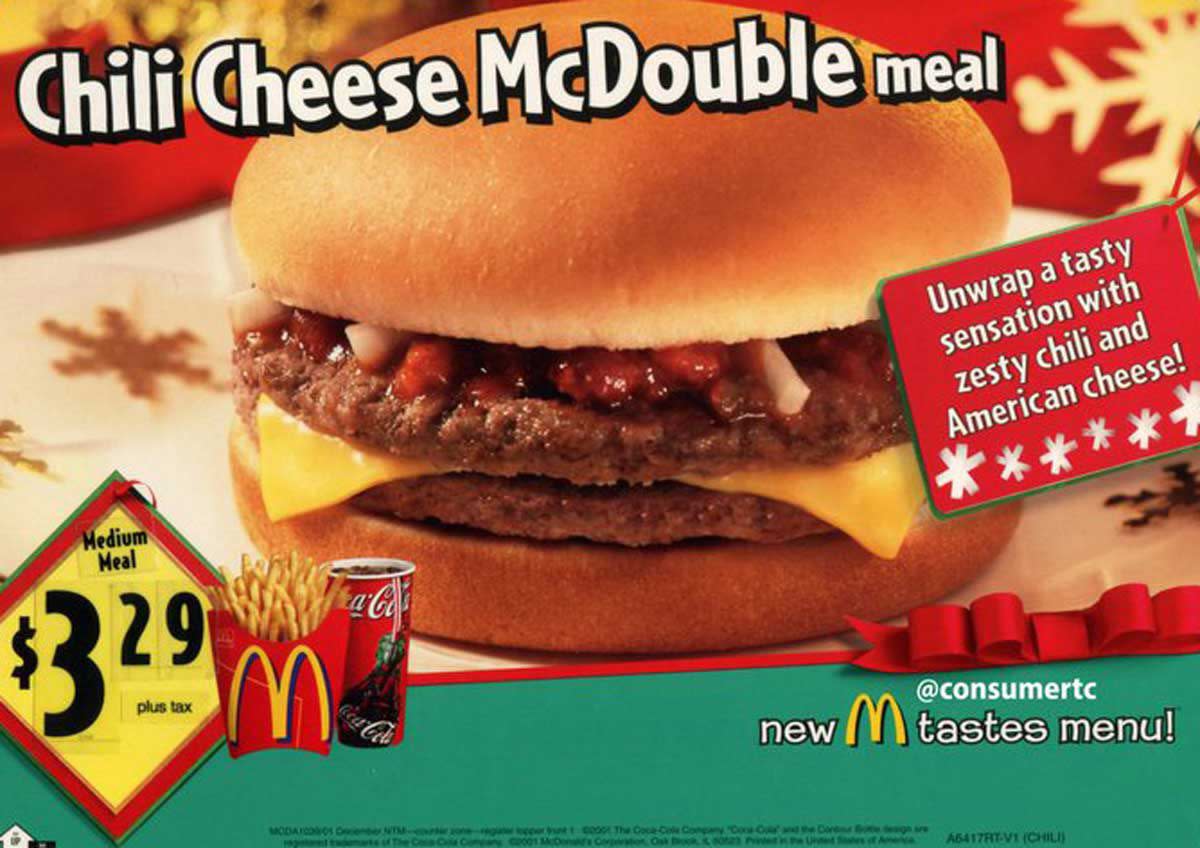 Promotional image for the Chili Cheese McDouble at McDonald's