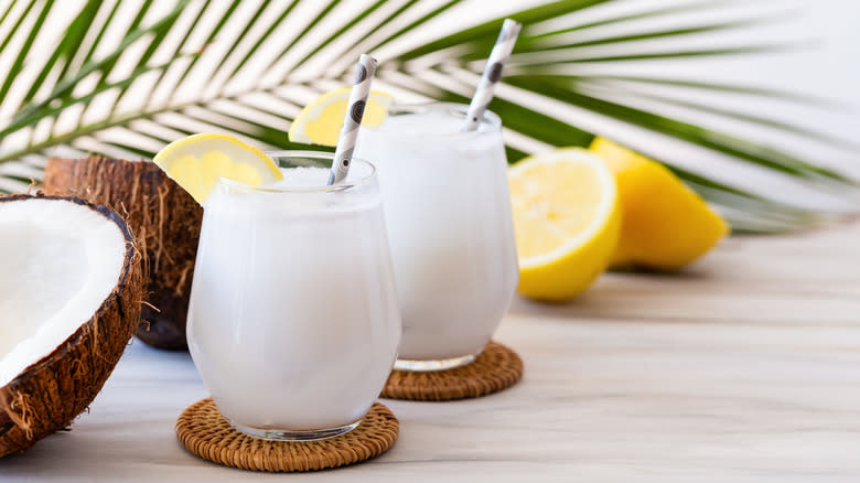 two glasses of coconut lemonade