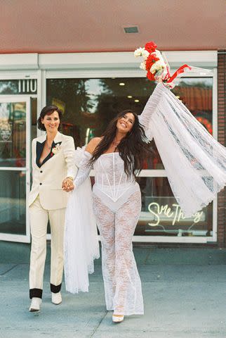 <p>Ashley Marie Myers</p> Candice Huffine and Shelly Lynch-Sparks celebrate wedding