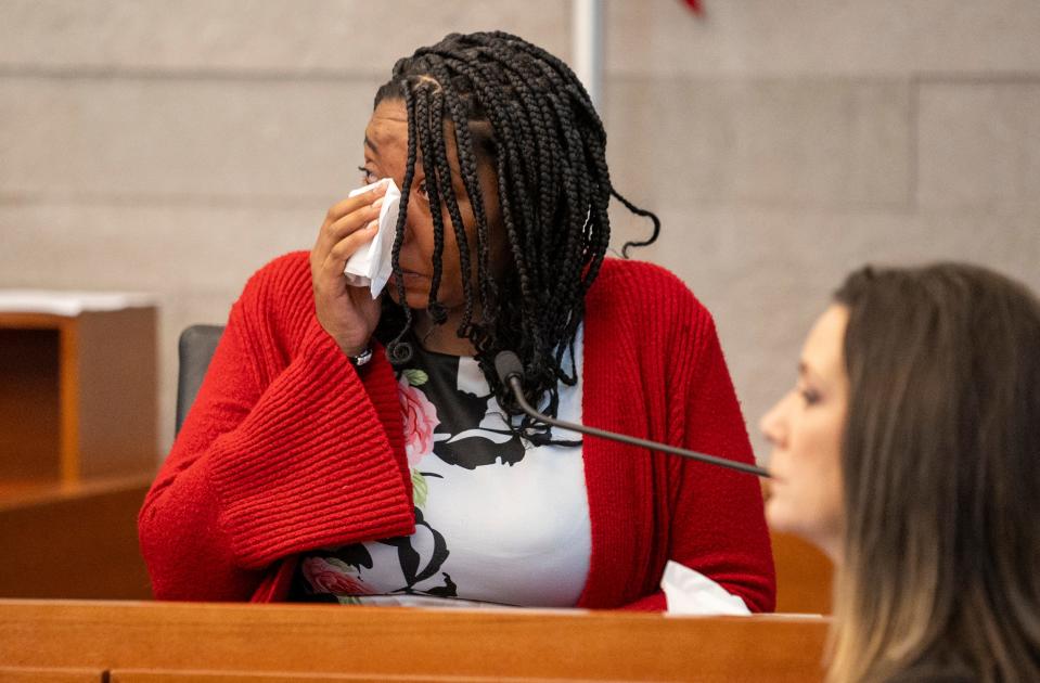 Casey Goodson's sister, testifies in the trial of Former Franklin County Sheriff's deputy Michael Jason Meade at the Franklin County Common Pleas Court.