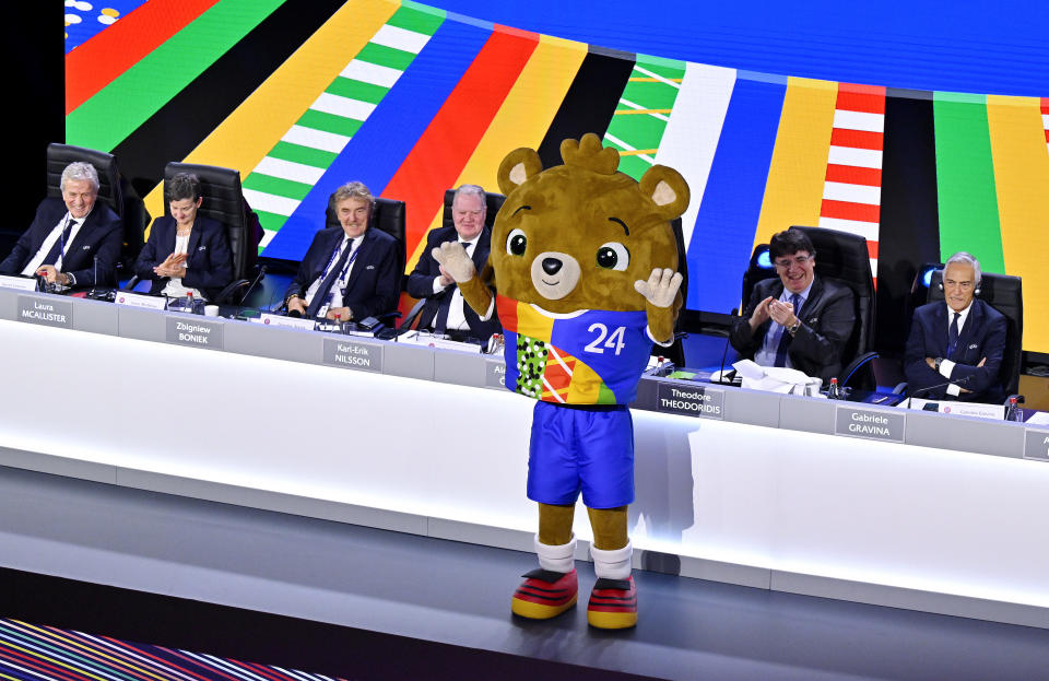 2024年歐國盃吉祥物Albärt。（Photo by Aurelien Meunier - UEFA/UEFA via Getty Images）