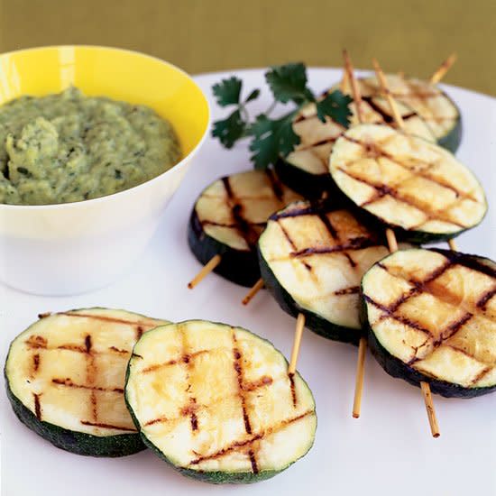 Grilled Zucchini Kebabs with Zucchini Dip
