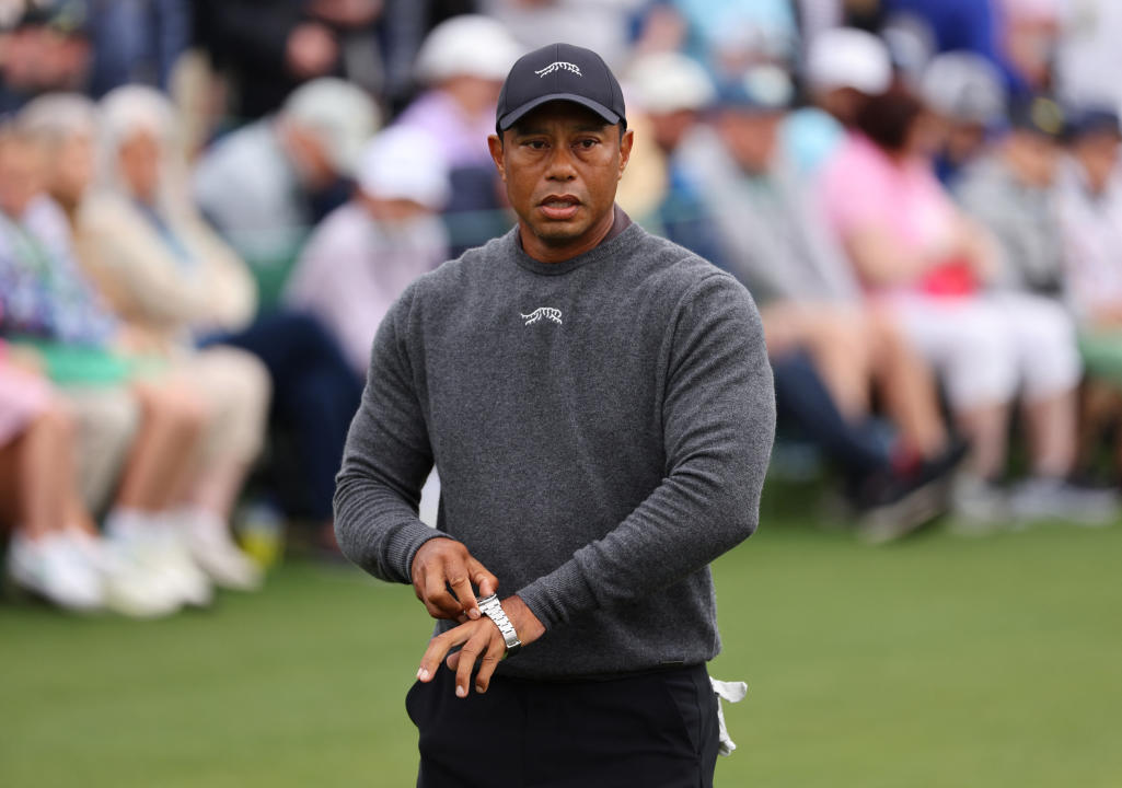 Tiger Woods will tee off shortly to open his week at the Masters