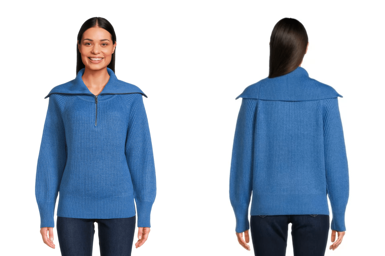 RD Style Quarter Zip Sweater with Extended Collar