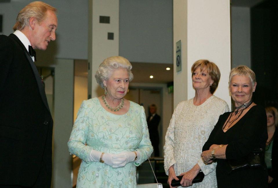 Charles Dance, Dame Maggie Smith and Dame Judi Dench: The Queen meets Charles Dance, Dame Maggie Smith and Dame Judi Dench at the London film premiere of <i>Ladies in Lavender</i>, 8 November 2004 (Rex Features)