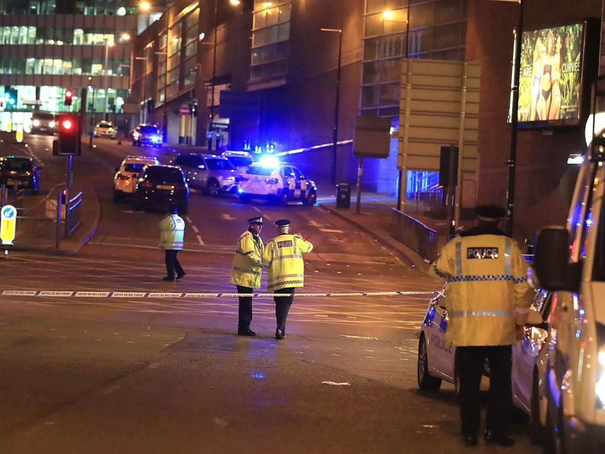Emergency services at Manchester Arena after Salman Abedi launched a suicide attack: PA
