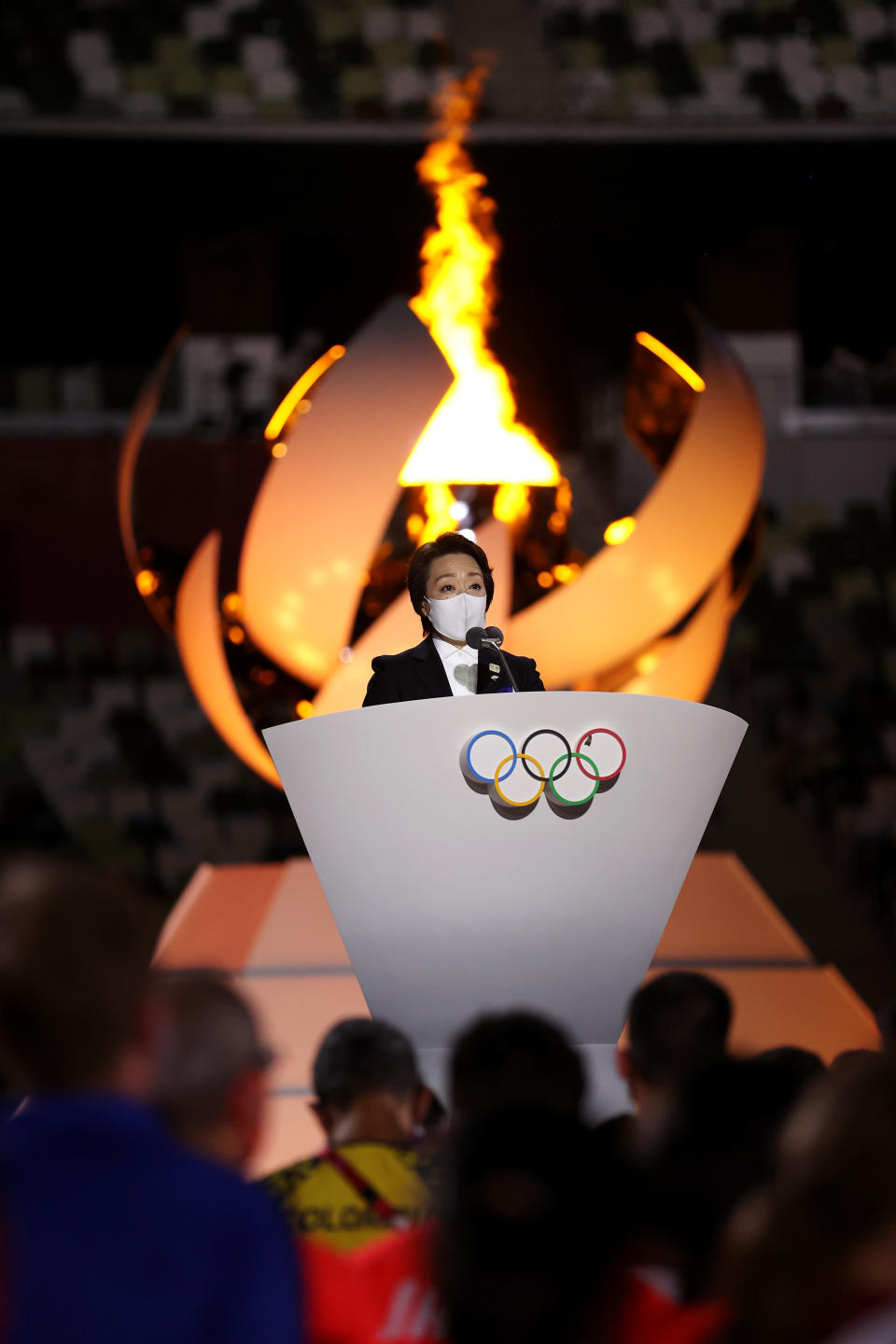 President of the Tokyo Organising Committee of the Olympic and Paralympic Games, Seiko Hashimoto speaks during the Closing Ceremony.