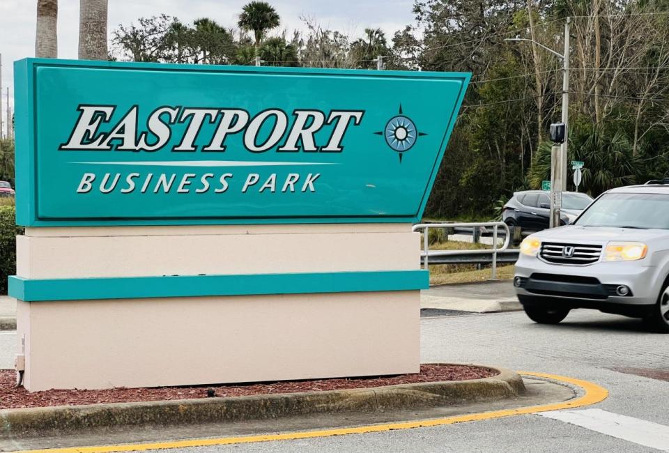 This is a sign at the entrance to the Eastport Industrial Park in Port Orange, pictured on Thursday, Jan. 5, 2023. A Hungarian fitness equipment maker called BeStrong recently bought a vacant lot at the industrial park where it plans to break ground this spring on a building that will become its base of operations for the United States.