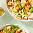 <p>This easy salad recipe allows for a wonderful use of leftover cooked chicken. Look for escarole in the produce section near the leafy greens; if you can't find it, you can use romaine instead. <a href="https://www.eatingwell.com/recipe/270572/chopped-chicken-sweet-potato-salad/" rel="nofollow noopener" target="_blank" data-ylk="slk:View Recipe" class="link ">View Recipe</a></p>