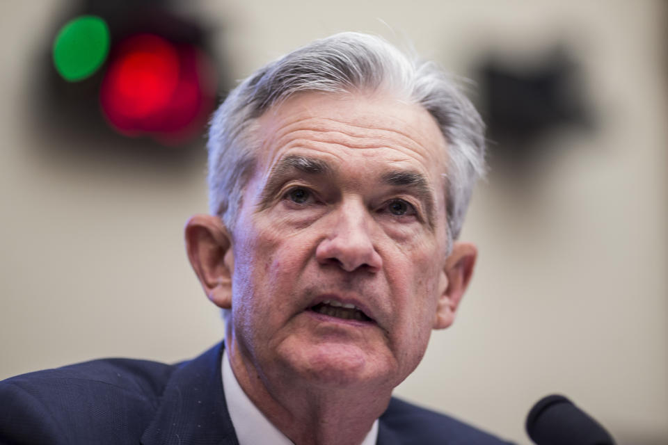 WASHINGTON, DC - JULY 10: Federal Reserve Chairman Jerome Powell testifies during a House Financial Services Committee hearing on Capitol Hill on July 10, 2019 in Washington, DC. Powell is testifying on monetary policy and the state of the economy. (Photo by Zach Gibson/Getty Images)