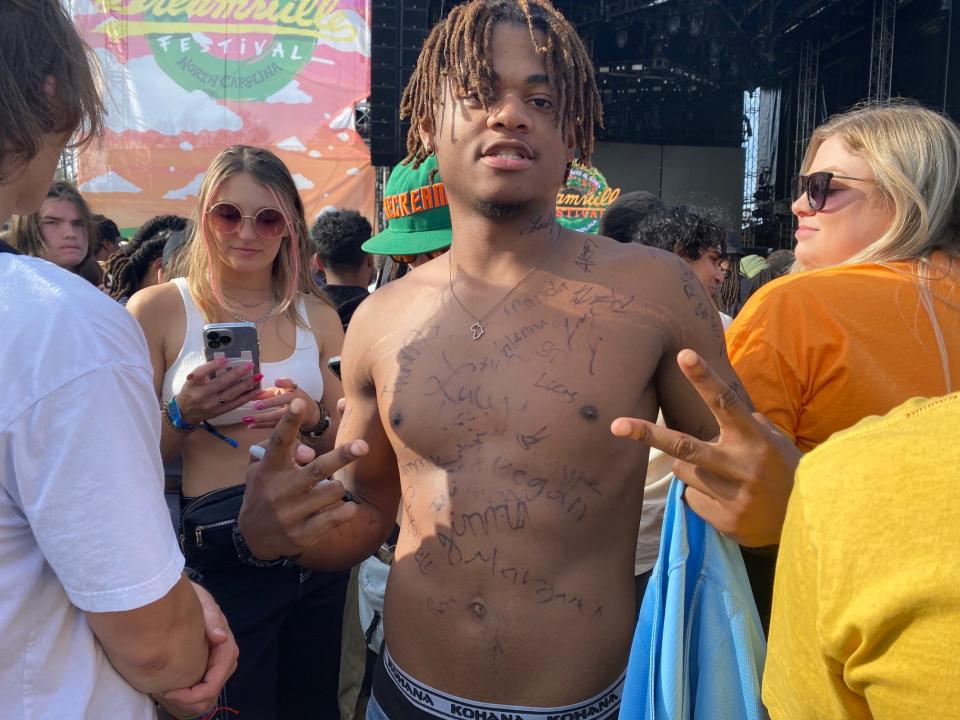Mar Walker, who lives in Pembroke, said the Dreamville Festival was the first concert he'd ever attended. He made a bet with his friends on who could get the most signatures from other attendees. Drinks were on the loser.