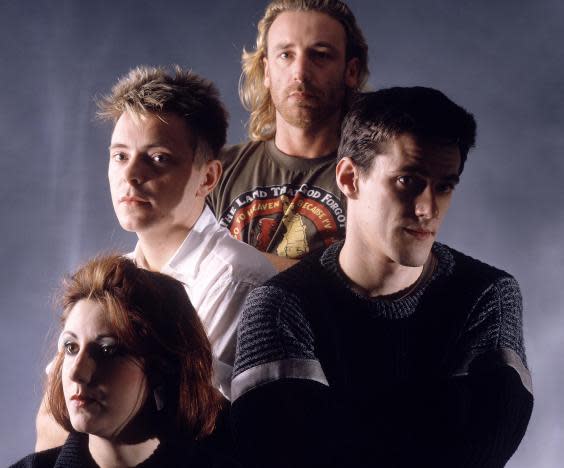 New Order: (left to right) Gillian Gilbert, Bernard Sumner, Peter Hook and Stephen Morris (Rex)