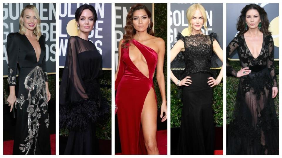 Golden Globes 2018 red carpet: Women in black and a rebel in red