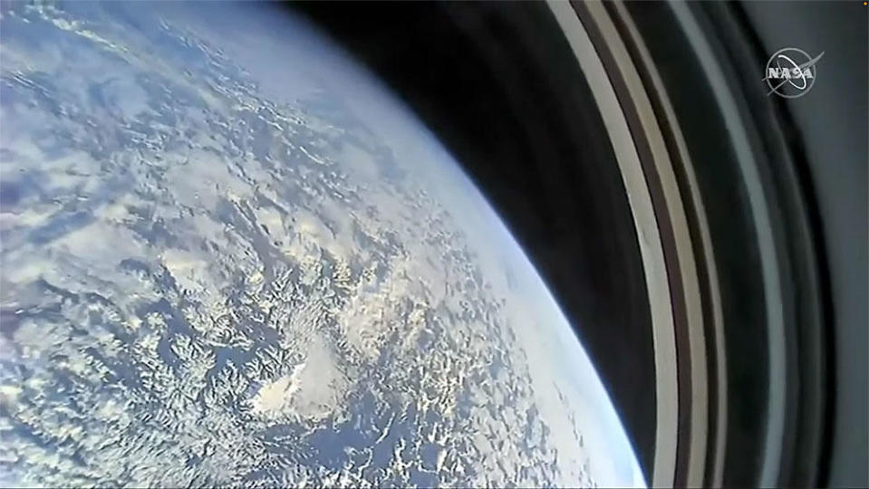 The Crew Dragon astronauts shared views of the Earth 260 miles below during a video downlink before docking with the International Space Station.  / Credit: NASA