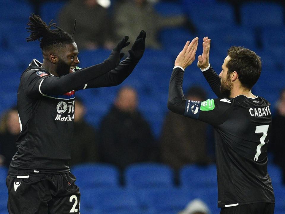 Bakary Sako celebrates after drawing his side level (Getty)