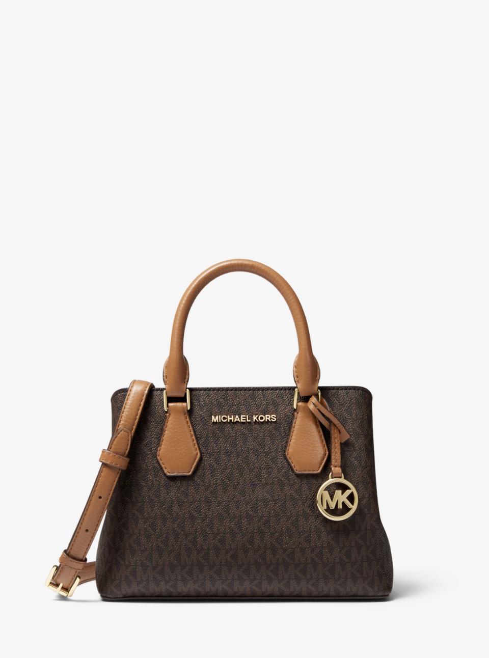 MICHAEL KORS Camille Small Logo and Leather Satchel