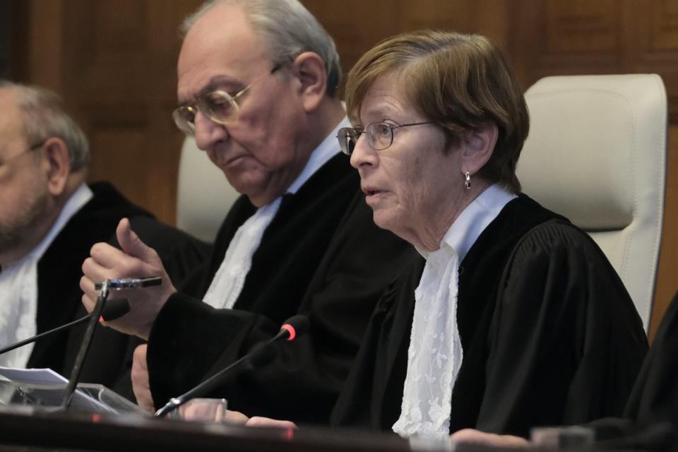 Presiding judge Joan E Donoghue opens the session at the International Court of Justice (AP)