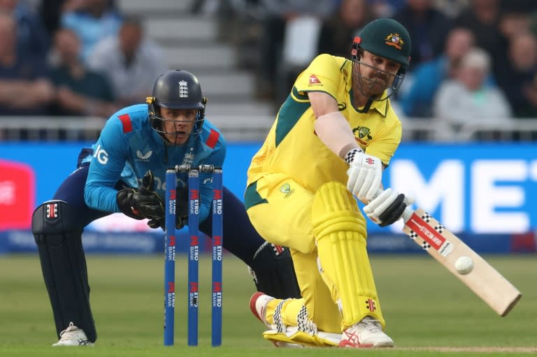 Career best: Australia's Travis Head sweeps on his way to 154 not out during a seven-wicket win over England in the 1st ODI at Trent Bridge (Darren Staples)