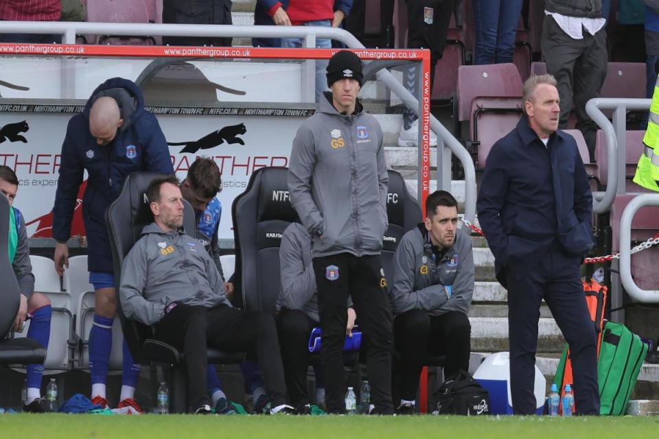 Paul Simpson, right, confirmed certain players had been left out of his squad in light of the disciplinary situation <i>(Image: Richard Parkes)</i>