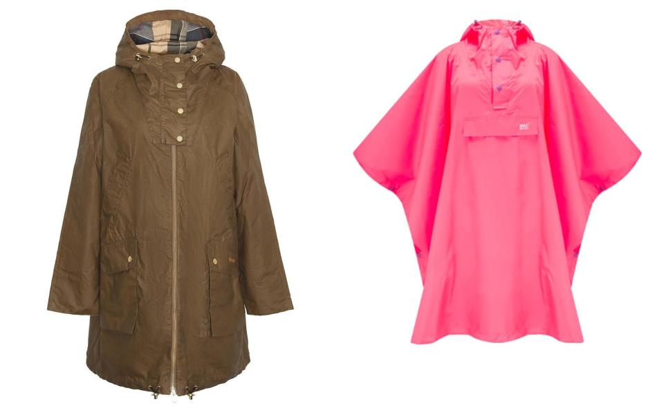 'Portmore' parka from Barbour, waterproof cape from Mac In A Sac