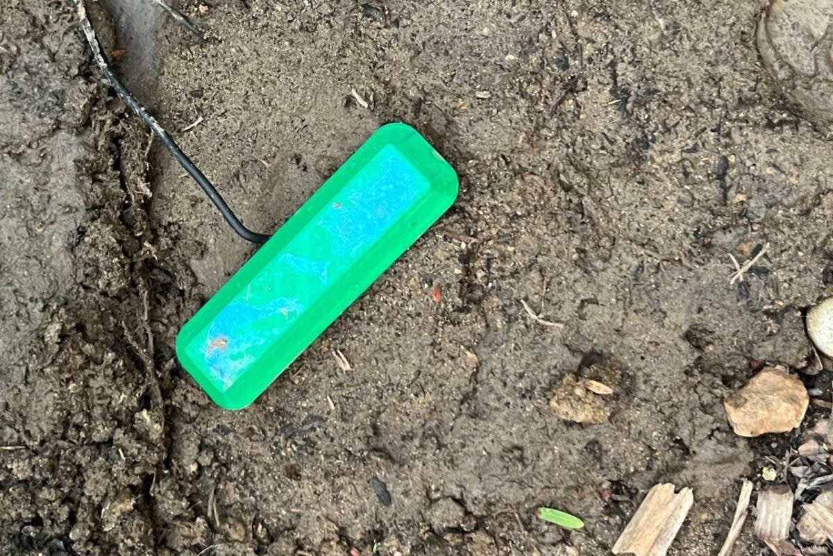 The 3D-printed cap of the fuel cell marks its place in the ground (Bill Yen/ Northwestern University)