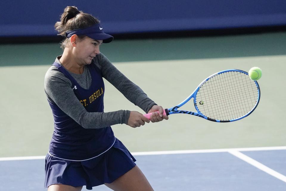 St. Ursula's Emily Jennewein (pictured) won a sectional doubles title with teammate Maria Poon.