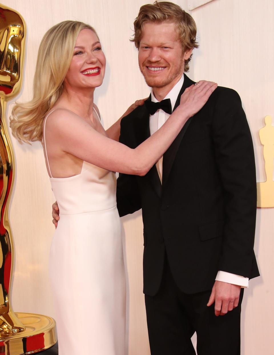 Kirsten Dunst, left, and Jesse Plemons at the Academy Awards in Hollywood last month.