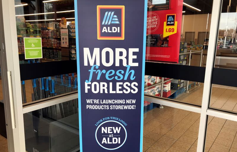 FILE PHOTO: The entrance of an Aldi supermarket seen in High Point,