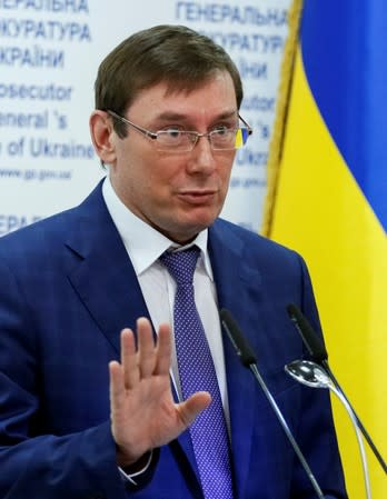 FILE PHOTO: Prosecutor-general of Ukraine Lutsenko attends a news conference in Kiev