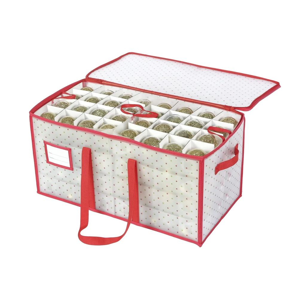 Sattiyrch Plastic Christmas Ornament Storage Box with Dual Zipper Closure