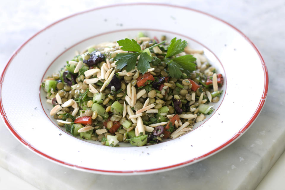 This July 29, 2013 photo shows lentil tabbouleh in Concord, N.H. (AP Photo/Matthew Mead)