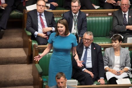 Britain's Liberal Democrat leader Jo Swinson speaks during Prime Minister's Questions session in the House of Commons in London